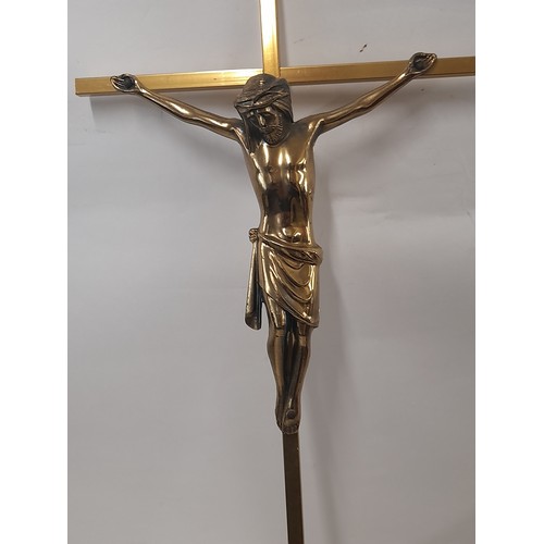 317 - Brass Christ on Cross, 44cm high x 20cm wide