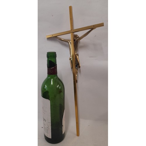 317 - Brass Christ on Cross, 44cm high x 20cm wide