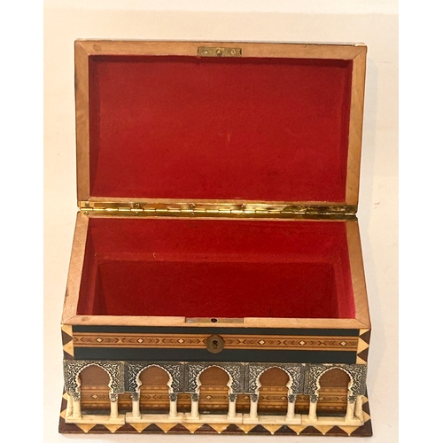 408 - Decorative Inlaid Casket / Jewellery Box  19cm x 14cm x 22cm.