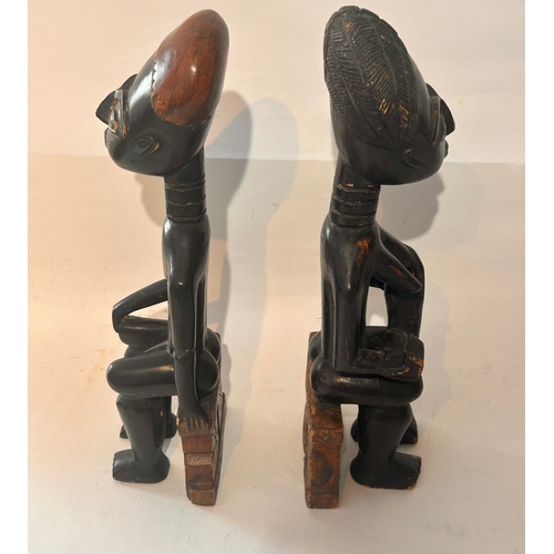 409 - Pair of Ashanti Maternity wooden Tribal Figures. 43cm x 13cm x 10cm.  (2)