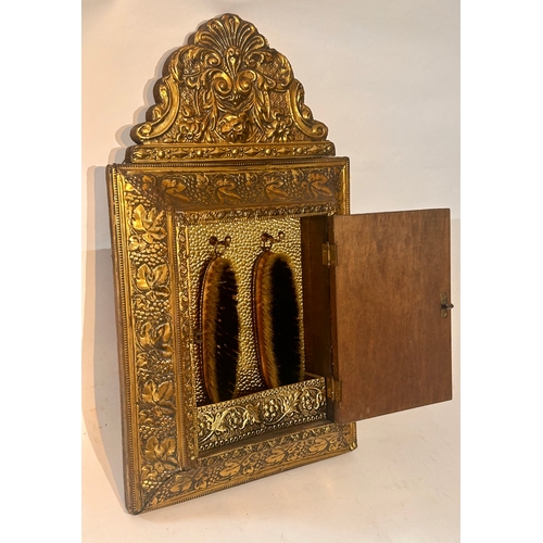 412 - Gilt Metal plated hall Cushion mirror cabinet. 56cm x 31cm x 7cm