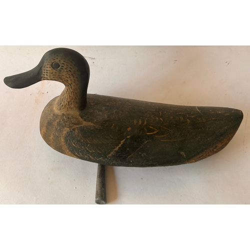 413 - Vintage Wooden Duck Decoy with lead weight. 35cm x 16cm x 14cm