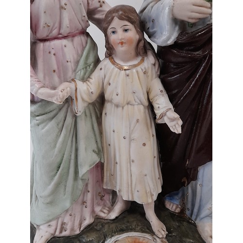 351 - Vintage Bisque Religious statue of the Holy Family, 30cm high