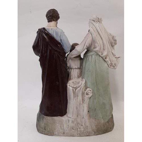 351 - Vintage Bisque Religious statue of the Holy Family, 30cm high