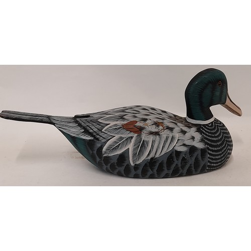 353 - Painted wood Decorative Decoy Duck, 32cm long