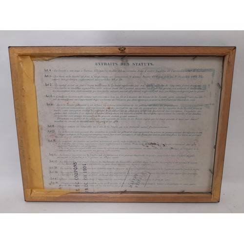 358 - Antique Shares Certificate in Double sided Glazed Frame, 29cm x 22cm