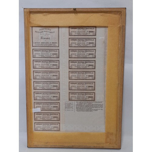 359 - Antique Shares Certificate in Double sided Glazed Frame, 29cm x 42cm