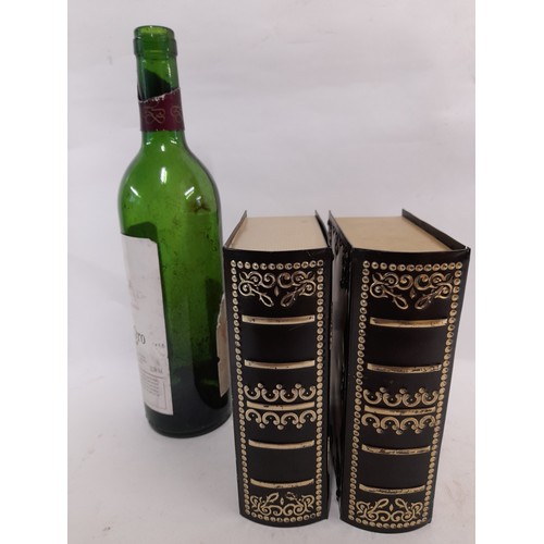 369 - 2 x tins with hinged lids in the form of books, 17cm x 12cm x 5cm