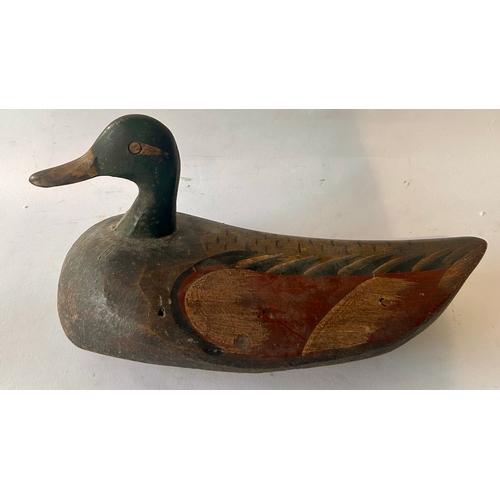 419 - Wooden Duck decoy. 26cm x 18cm x 15cm.