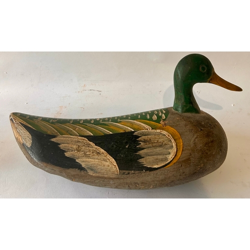 420 - Wooden Duck decoy. 40cm x 19cm x 17cm.