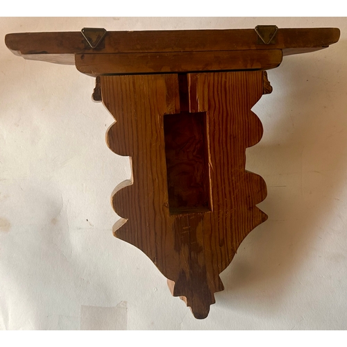 421 - Vintage Card Wood Wall Bracket Shelf. 24cm x 28cm x 13cm.