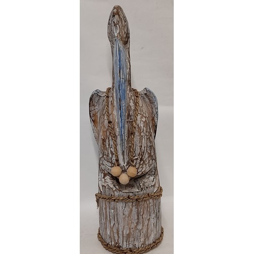 377 - Decorative Wood Carved Pelican, 51cm high