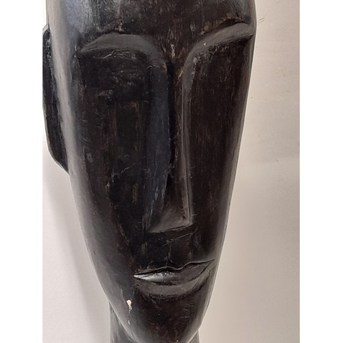 380 - Contemporary style carved Head painted Black, 52cm high