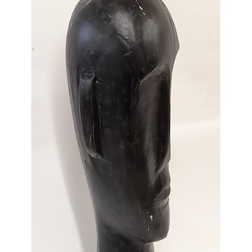 380 - Contemporary style carved Head painted Black, 52cm high