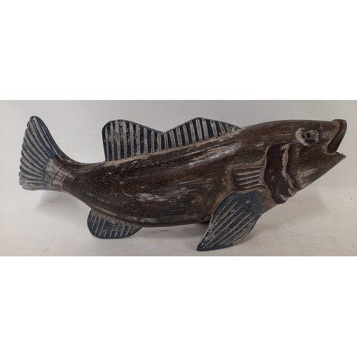 384 - Decorative wood carved Fish, 39cm long