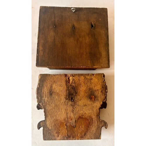 424 - Two Antique Carved  Wood plaques.