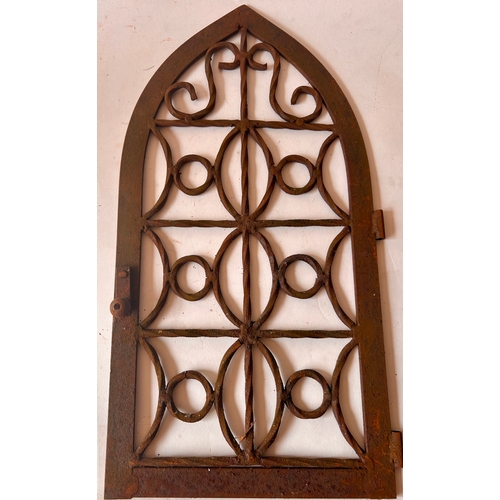 425 - Pair of metal Gothic Style window frames. (2) 54cm x 28cm