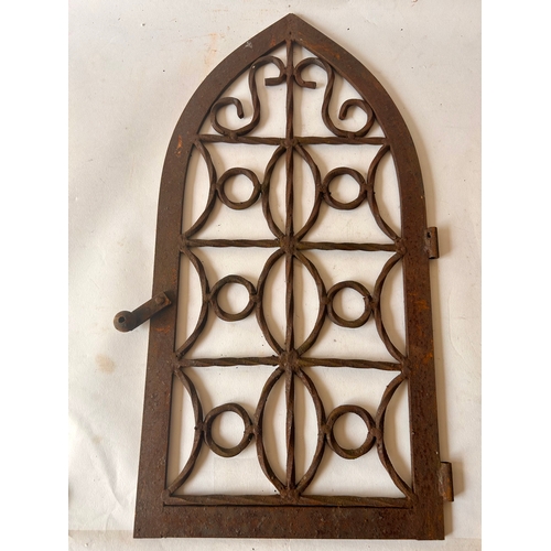 426 - Similar to last lot Pair of metal Gothic Style window frames. (2) 54cm x 28cm