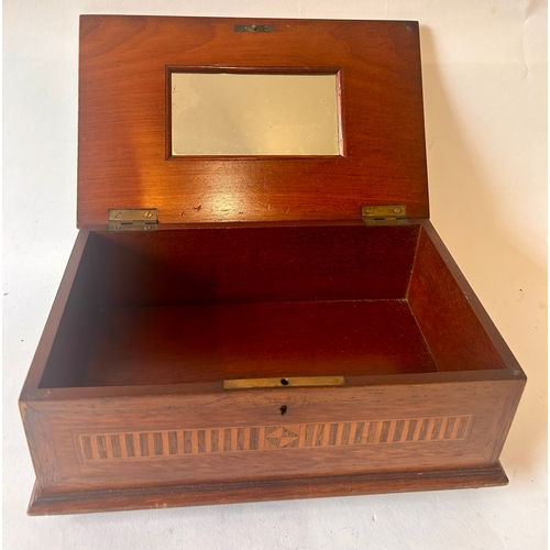 428 - Vintage Wooden Jewellery Box With Inlay. 29cm x 18cm x 14cm.