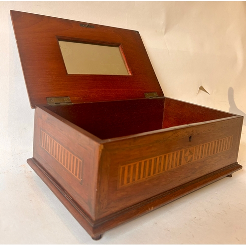 428 - Vintage Wooden Jewellery Box With Inlay. 29cm x 18cm x 14cm.