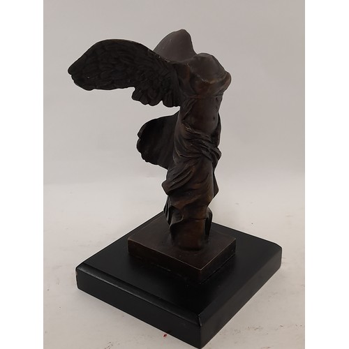 398 - Bronzed Winged Victory of Samothrace, 15cm high