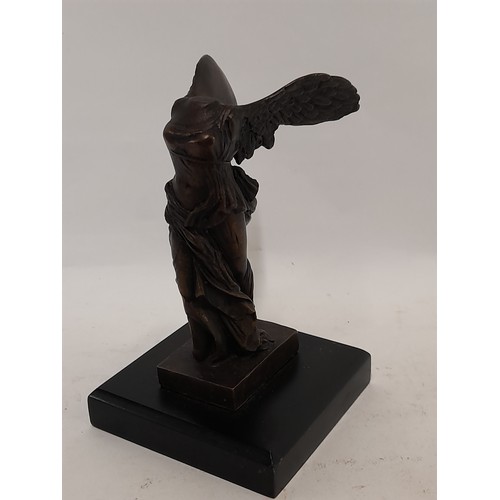 398 - Bronzed Winged Victory of Samothrace, 15cm high