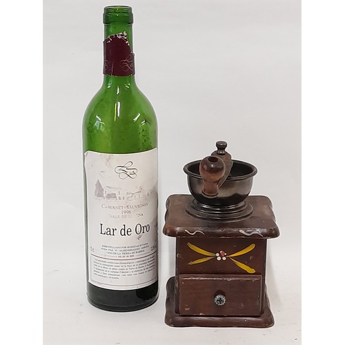 393 - Vintage Coffee Grinder with hand painted decoration, 19cm high