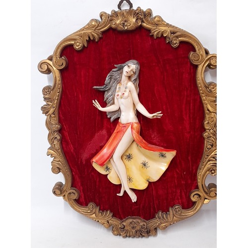 401 - Pair of Italian Gold framed Dancing girls in 3d, frames measure 32cm x 25cm