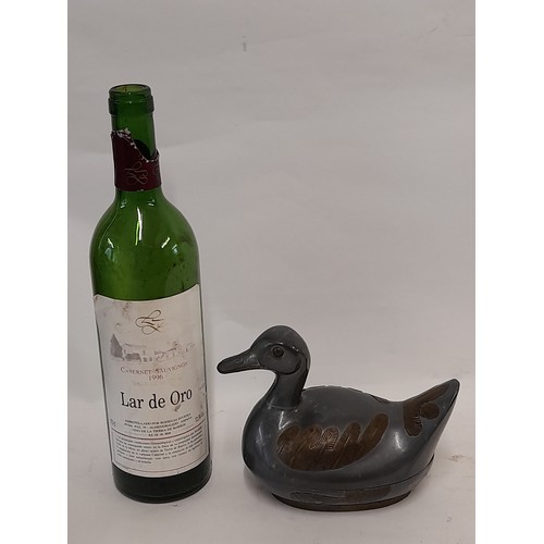 403 - Pewter Duck trinket box, 13cm high