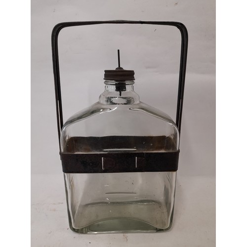 414 - Vintage Glass Paraffin, Oil, Kerosene, container / Dispenser , 18cm x 8cm x 33cm