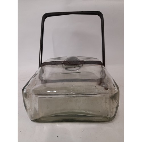 414 - Vintage Glass Paraffin, Oil, Kerosene, container / Dispenser , 18cm x 8cm x 33cm