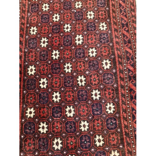 421 - Red Hand Tied Ground Runner with geometric diagonal pattern, 174cm x 53cm