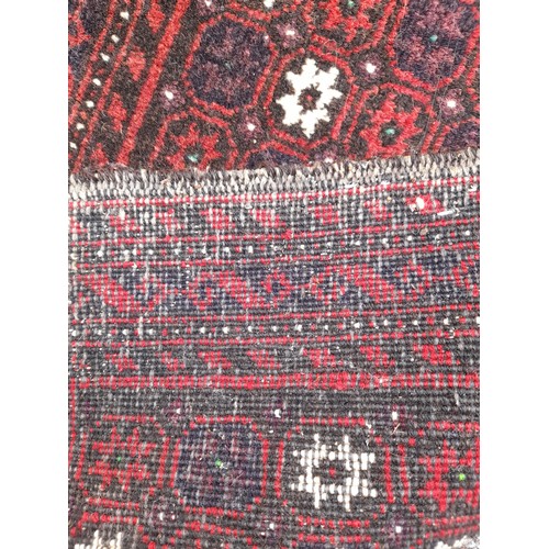 421 - Red Hand Tied Ground Runner with geometric diagonal pattern, 174cm x 53cm