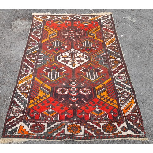 85 - Brown, Orange, Red Hand Knotted Rug, 200cm x 135cm