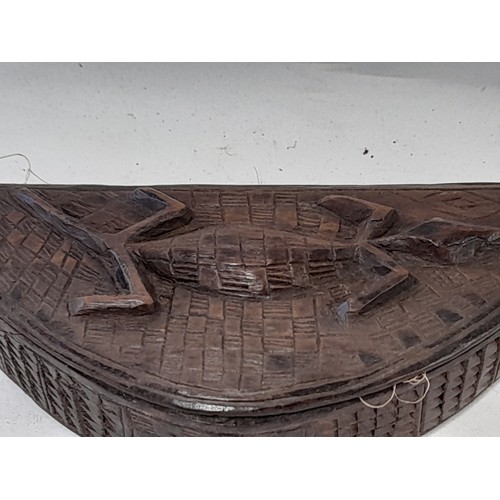 433 - Tribal Reliquary box with lining, 29cm x 9cm x 4cm