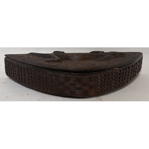 433 - Tribal Reliquary box with lining, 29cm x 9cm x 4cm