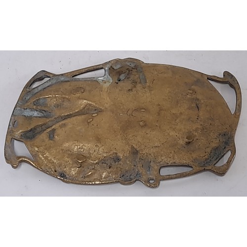 435 - Vintage Bronze Trinket Tray with Hunting Scene, Initials AC to the base, 18cm x 11cm