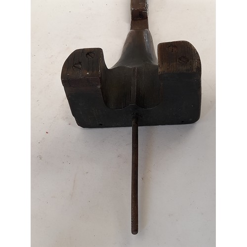 437 - Vintage wood and Metal Jewellers Vice, 39cm long