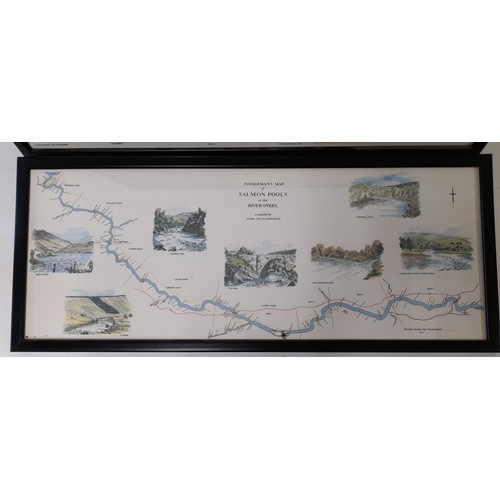 472 - 3 x Framed and Glazed Prints of Salmon Pools compiled by Nigel Houldsworth, 66cm x 27cm