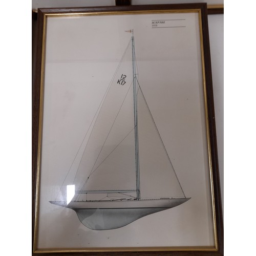 473 - 5 x Framed and Glazed Prints of sailing Boats, 25cm x 35cm
(one glass cracked)