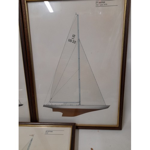 473 - 5 x Framed and Glazed Prints of sailing Boats, 25cm x 35cm
(one glass cracked)