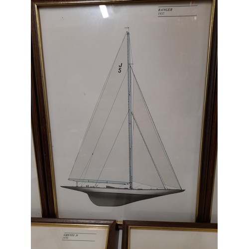 473 - 5 x Framed and Glazed Prints of sailing Boats, 25cm x 35cm
(one glass cracked)