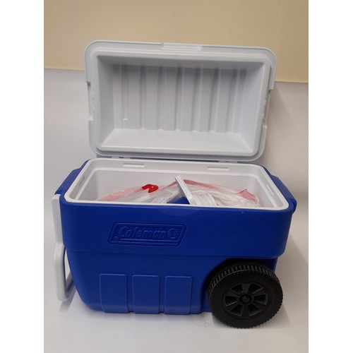 494 - Plastic Cool box with handle, on wheels