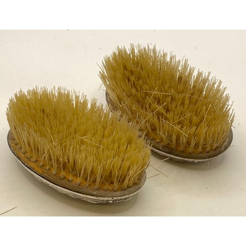 454 - Pair of Vintage Hallmarked Silver Decorated Vanity Brushes. Rough Full Weight 8oz