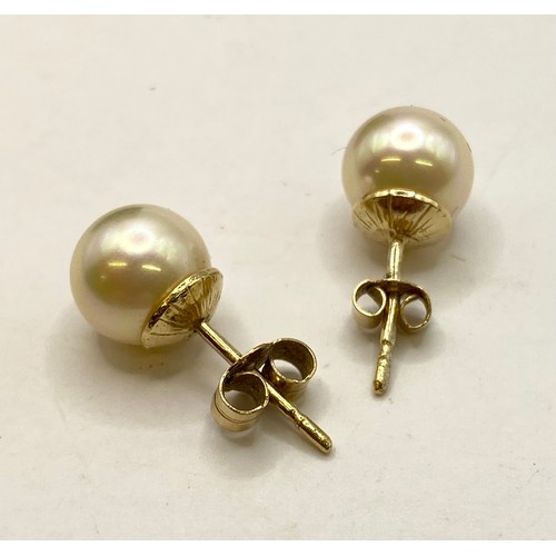 457 - Pair of 9ct Gold Pearl style Earrings in Box. Weight 2.29g