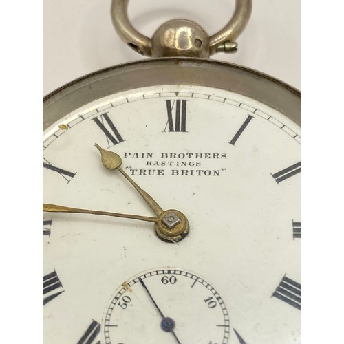 461 - Pain Brothers Hastings ‘True Briton Hallmarked Silver Pocket Watch. 4.157 Oz