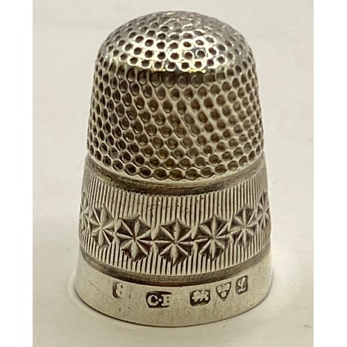 463 - Five Hallmarked Silver Charles Horner Chester Thimbles. Weight 0.760 Oz