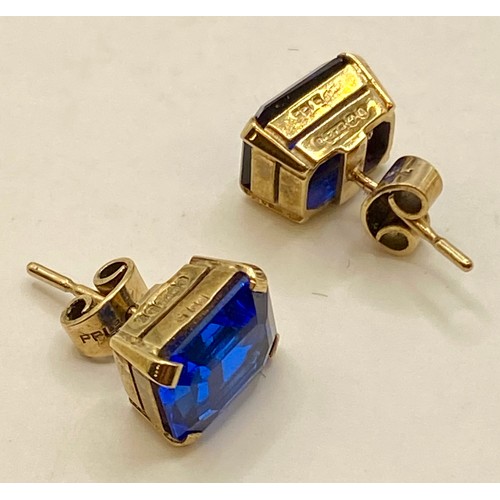 468 - Pair of Hallmarked 9ct Gold Sapphire Earrings in Box. 2.54g