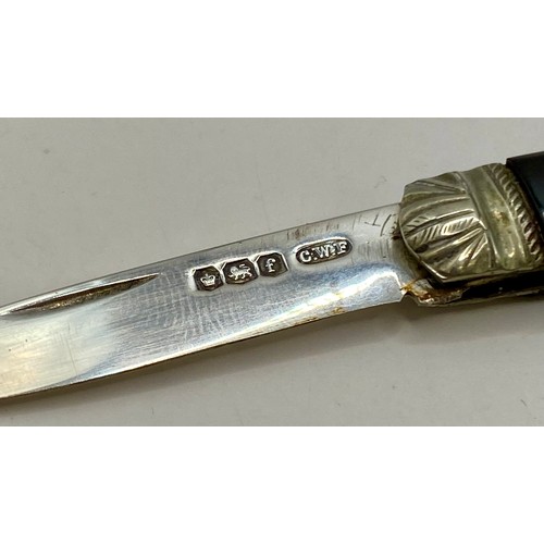 469 - Hallmarked Silver Blade Tortoise Shell Pen Knife. 0.488 Oz