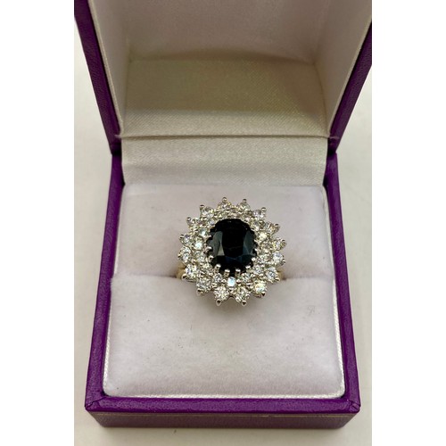 473 - Hallmarked 9ct Gold Central Stone  Encrusted  Ring in Box. UK Size N. Weight 5.11g